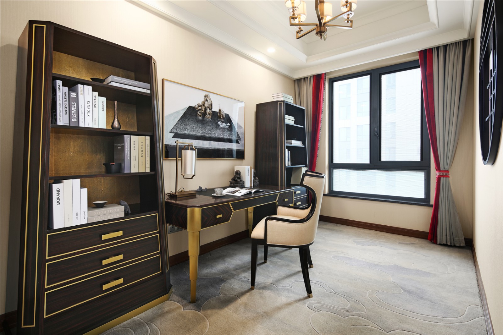 新中式風(fēng)格家裝設(shè)計(jì)平層室內(nèi)裝修效果圖-書房 新中式風(fēng)格家裝設(shè)計(jì)平層室內(nèi)裝修效果圖-書房