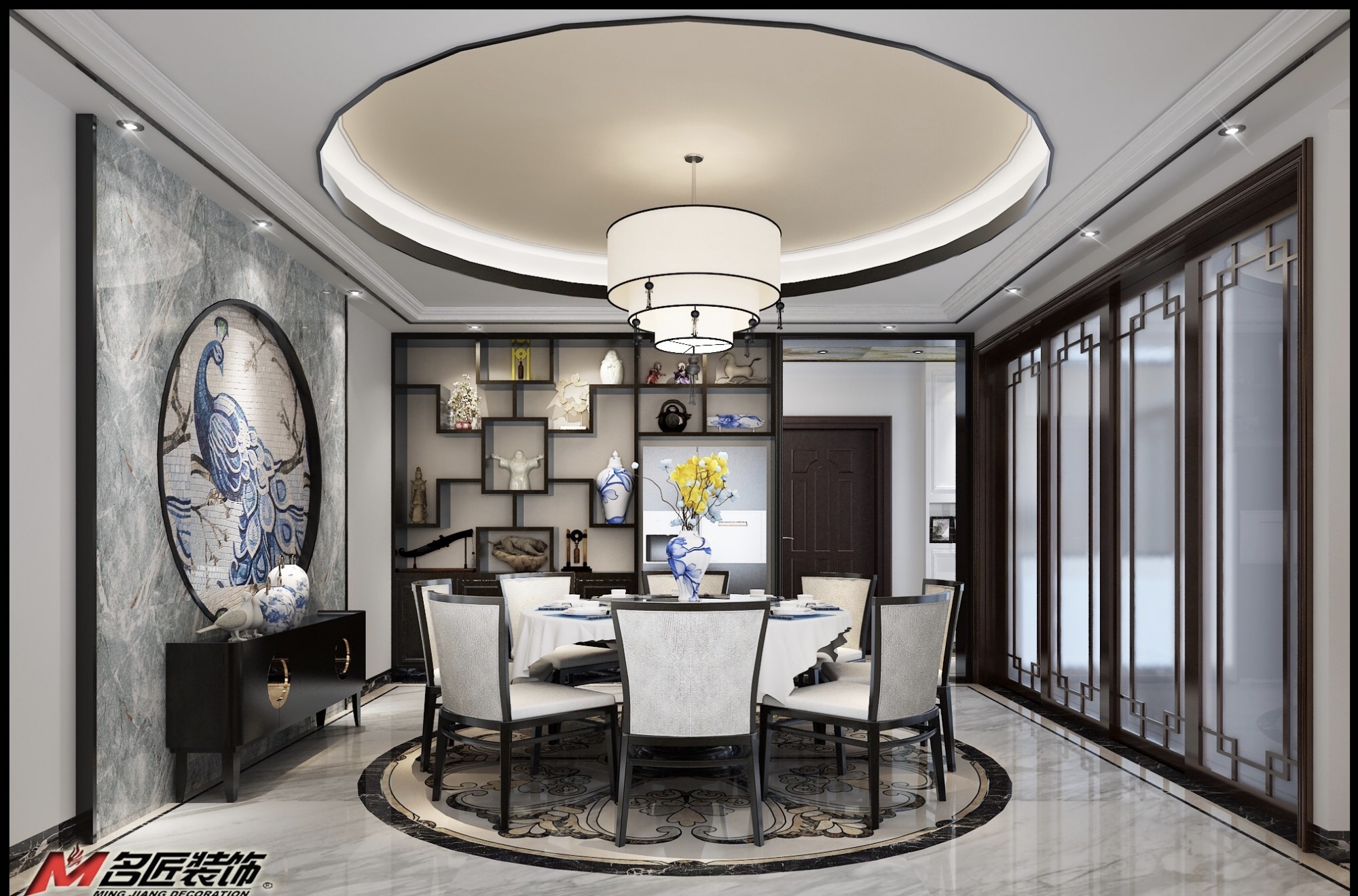 佛山市金地·招商臻玥府新中式風(fēng)格四居室裝修案例