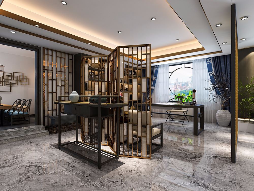 佛山市保利閱江臺(tái)新中式風(fēng)格別墅裝修案例