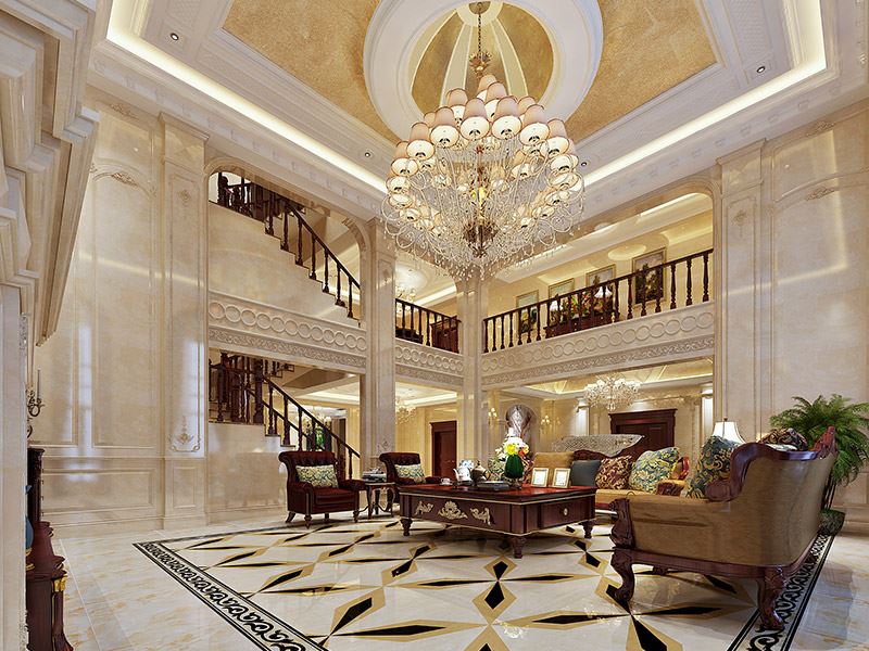 泰州市長(zhǎng)江玫瑰園別墅小區(qū)歐式風(fēng)格別墅裝修案例