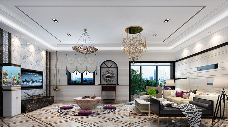 萬晟城三居120平米美式風格裝修案例-客廳 萬晟城三居120平米美式風格裝修案例-客廳