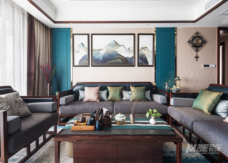 佛山市順德自在城新中式風格三居室裝修案例