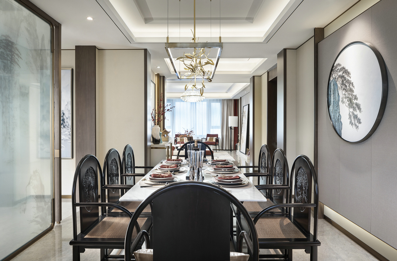 新中式風(fēng)格室內(nèi)家裝案例效果圖-餐廳 新中式風(fēng)格室內(nèi)家裝案例效果圖-餐廳