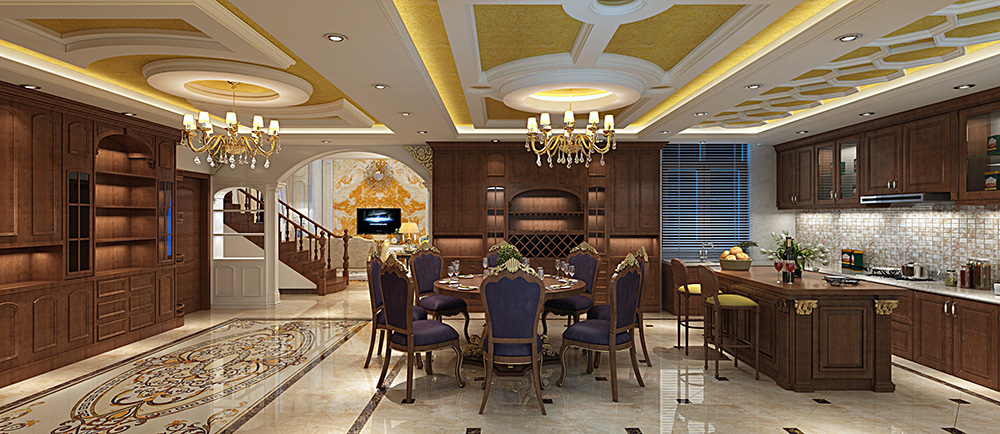 歐式風(fēng)格別墅裝修設(shè)計效果圖-萬科水晶城別墅425平米-別墅裝修設(shè)計廚餐廳 歐式風(fēng)格別墅裝修設(shè)計效果圖-萬科水晶城別墅425平米-別墅裝修設(shè)計廚餐廳