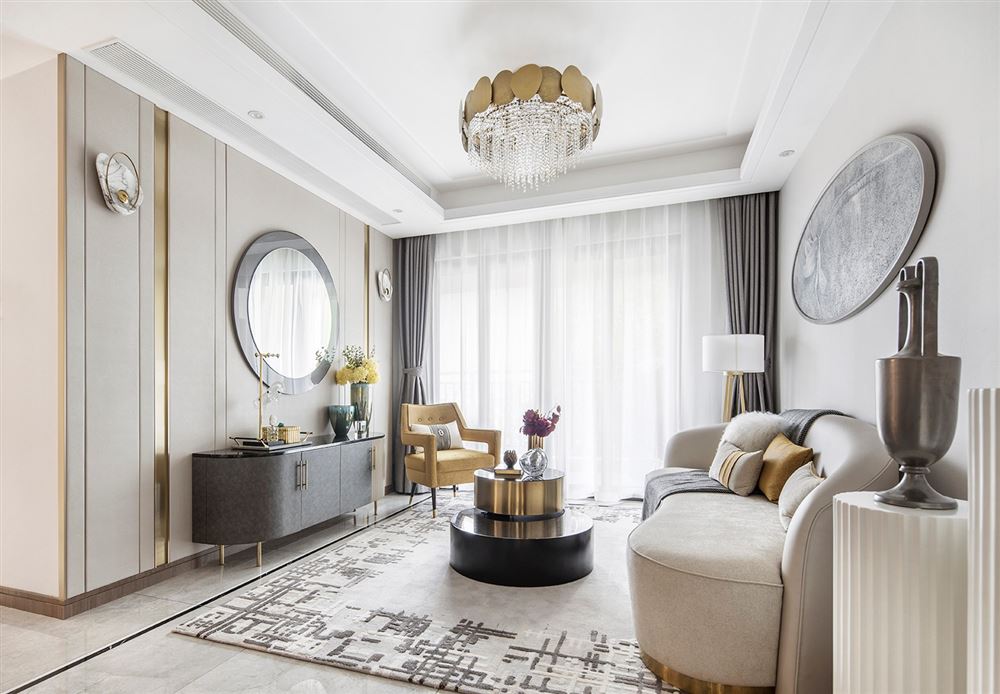 廣州市大華·紫悅府輕奢風格三居室裝修案例