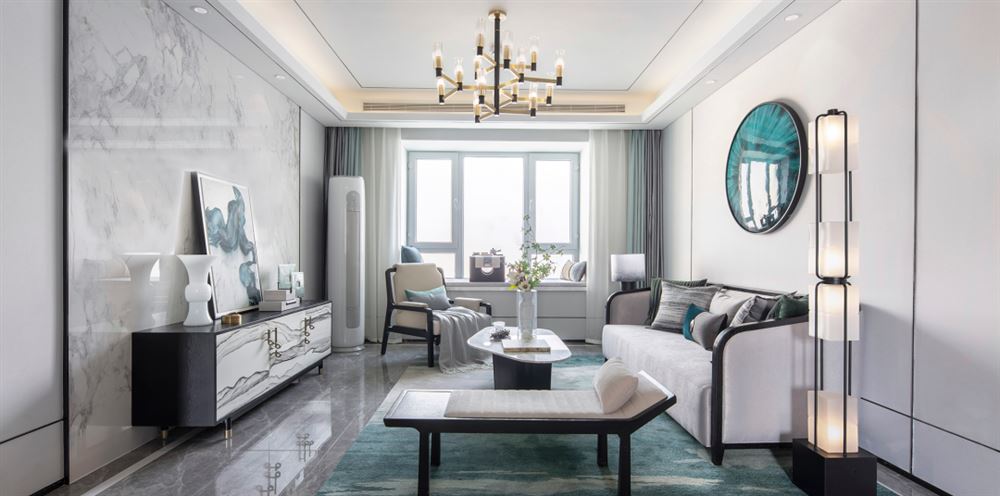 佛山市綠地·拾野川新中式風(fēng)格三居室裝修案例