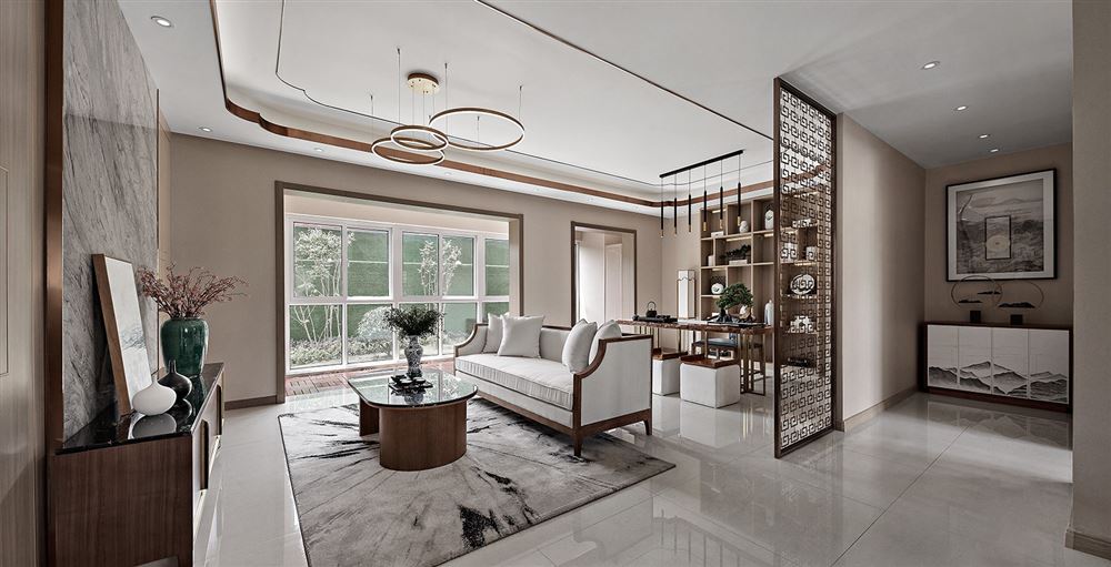 佛山市恒大雅苑新中式風(fēng)格三居室裝修案例