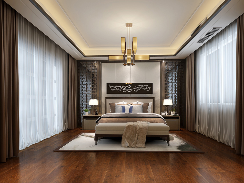 裝修公司新中式風格別墅裝修效果圖-主臥 裝修公司新中式風格別墅裝修效果圖-主臥