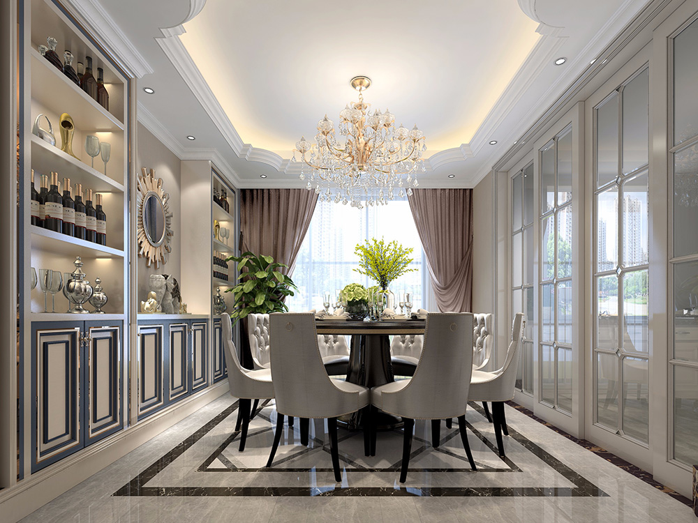 簡歐風格別墅裝修設(shè)計效果圖-萬科城別墅350平米-別墅餐廳裝修設(shè)計 簡歐風格別墅裝修設(shè)計效果圖-萬科城別墅350平米-別墅餐廳裝修設(shè)計