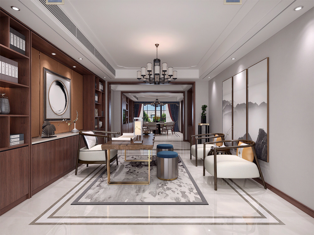 新中式別墅大宅裝修設(shè)計(jì)-書房