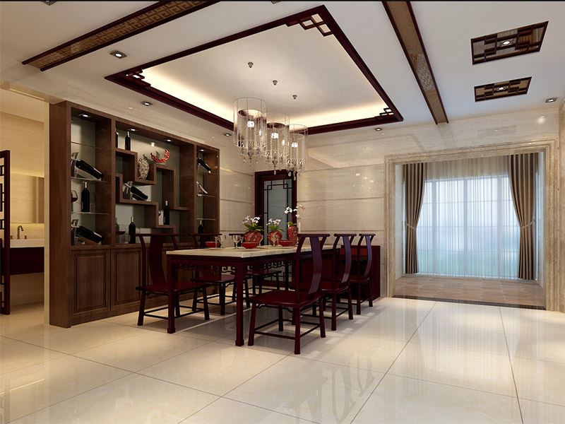 佛山市海倫堡·美的·玖悅府新中式風格四居室裝修案例