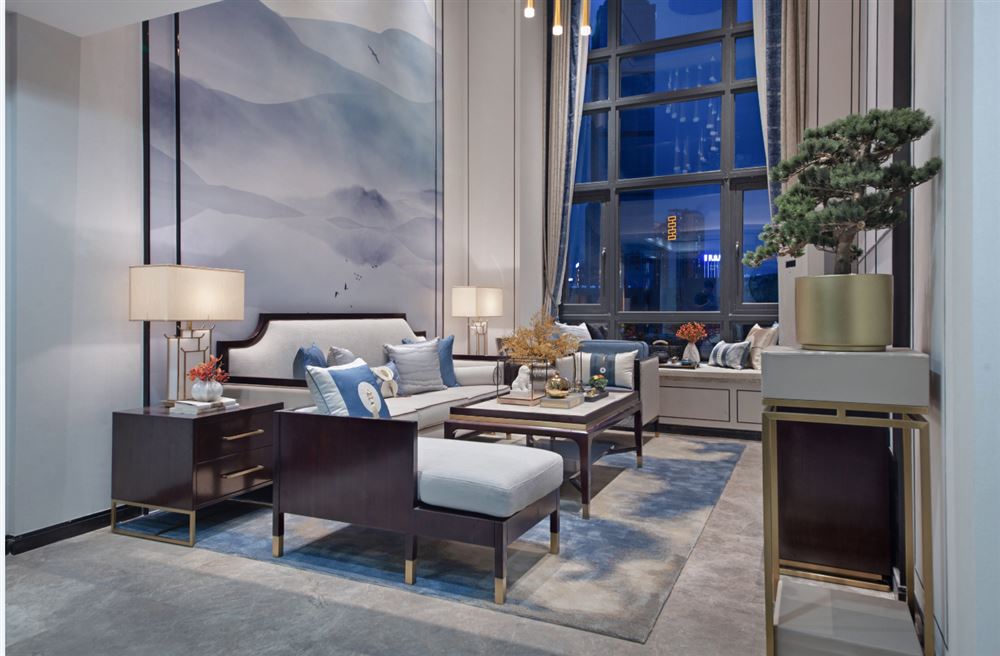 廣州市龍光峰景華庭新中式風格三居室裝修案例