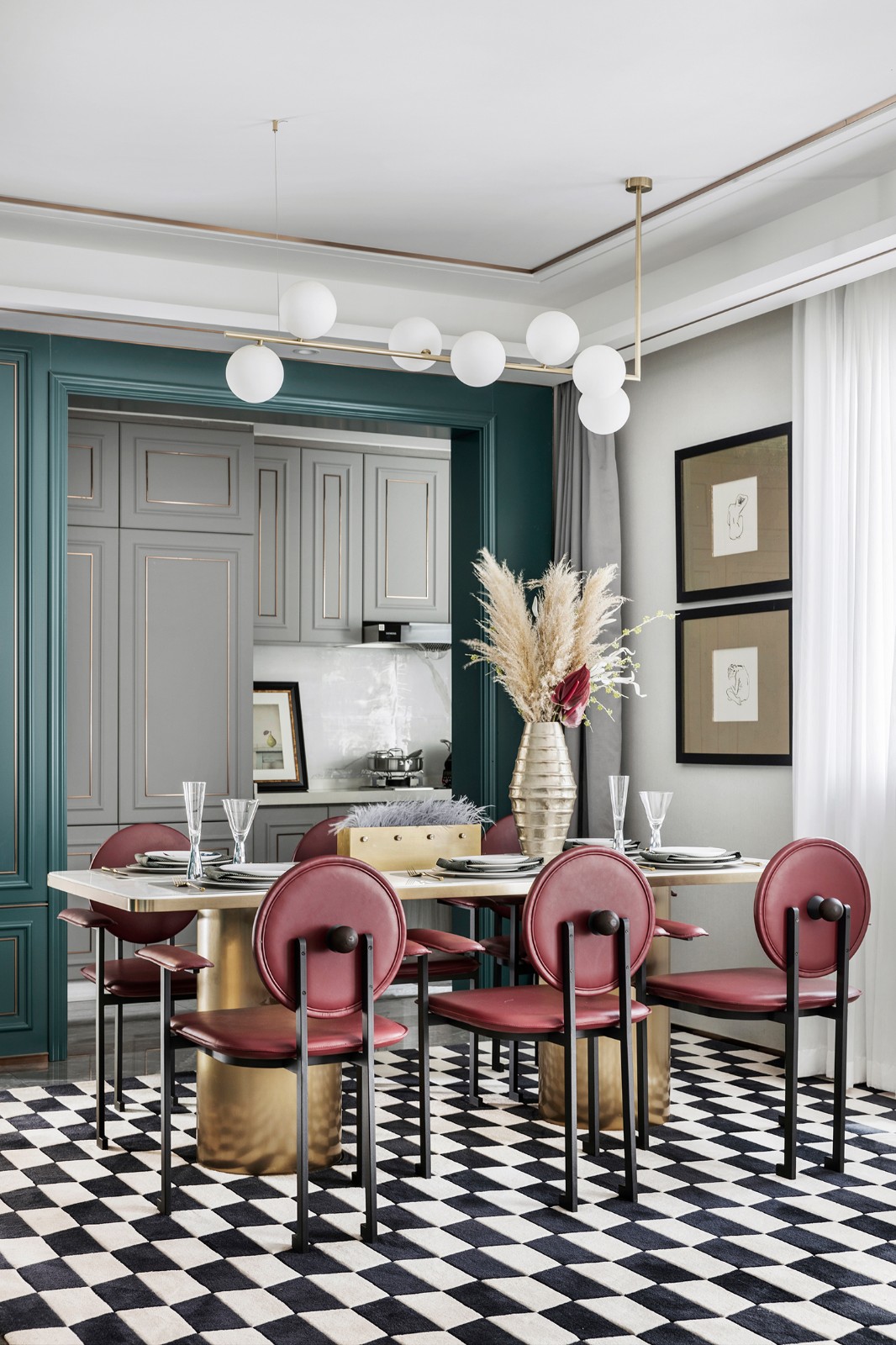 莫蘭迪輕奢風(fēng)格室內(nèi)設(shè)計家裝案例-餐廳 莫蘭迪輕奢風(fēng)格室內(nèi)設(shè)計家裝案例-餐廳