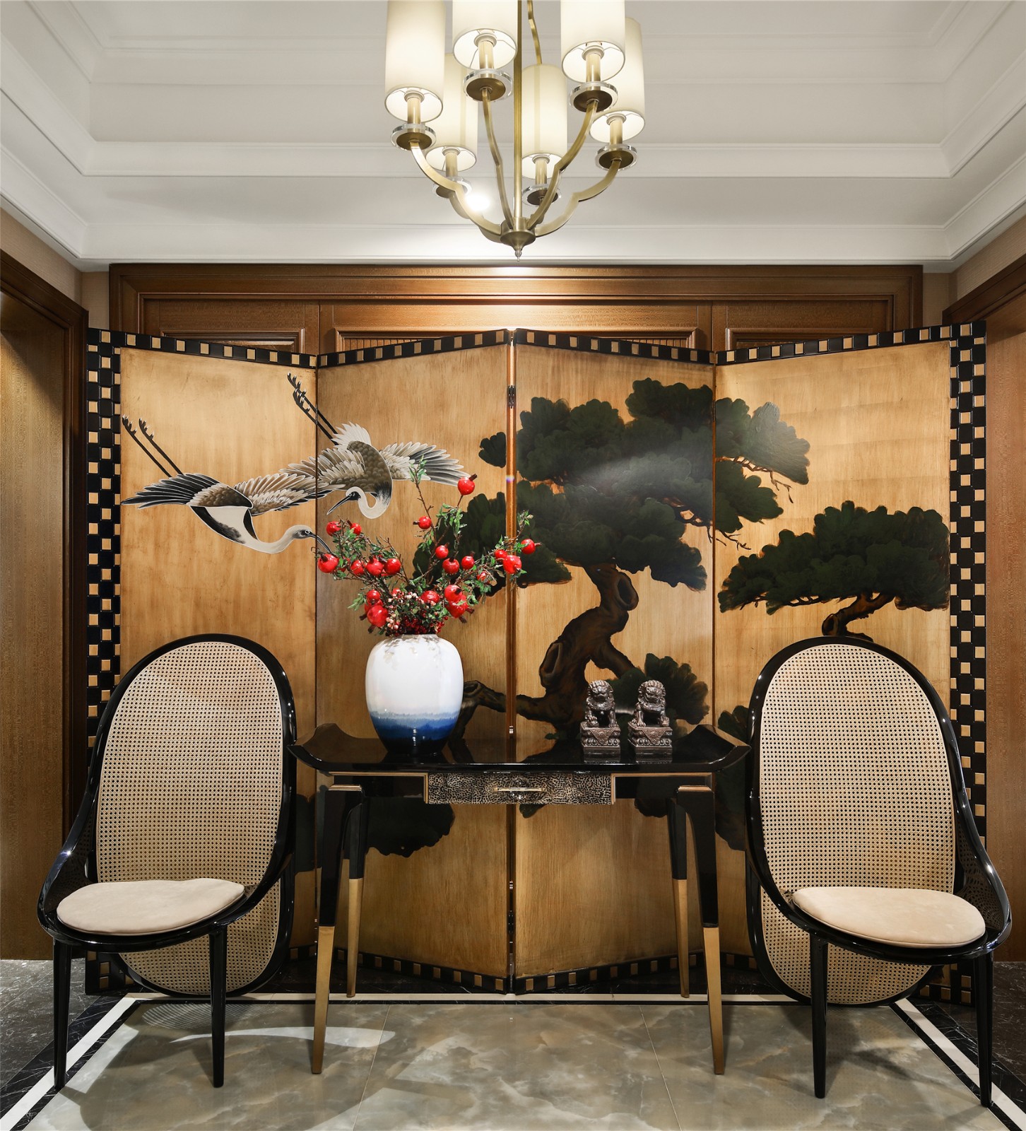 新中式風(fēng)格家裝設(shè)計(jì)平層室內(nèi)裝修效果圖-玄關(guān) 新中式風(fēng)格家裝設(shè)計(jì)平層室內(nèi)裝修效果圖-玄關(guān)