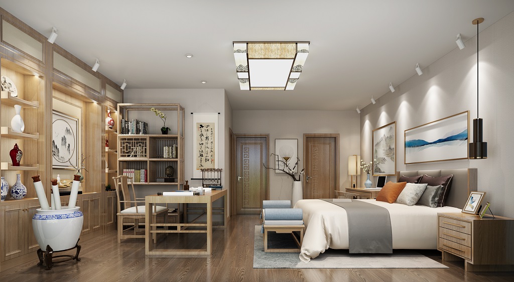 淮安市長島一墅新中式風(fēng)格別墅裝修案例