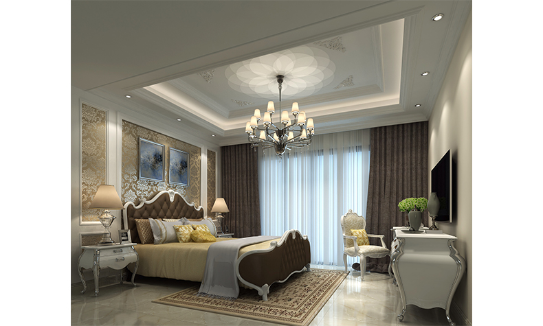 現(xiàn)代歐式風(fēng)格室內(nèi)裝修效果圖-綠地海長流三居126平米-臥室 現(xiàn)代歐式風(fēng)格室內(nèi)裝修效果圖-綠地海長流三居126平米-臥室
