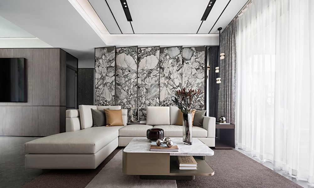輕奢高級灰風格室內(nèi)家裝案例效果圖-客廳 輕奢高級灰風格室內(nèi)家裝案例效果圖-客廳