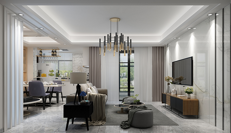 佛山市旭輝恒基鉑仕灣現代簡約風格三居室裝修案例
