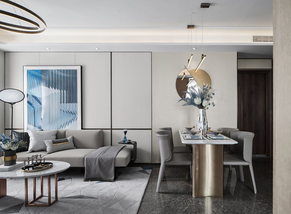 江門(mén)市碧桂園翡翠灣輕奢風(fēng)格三居室裝修案例