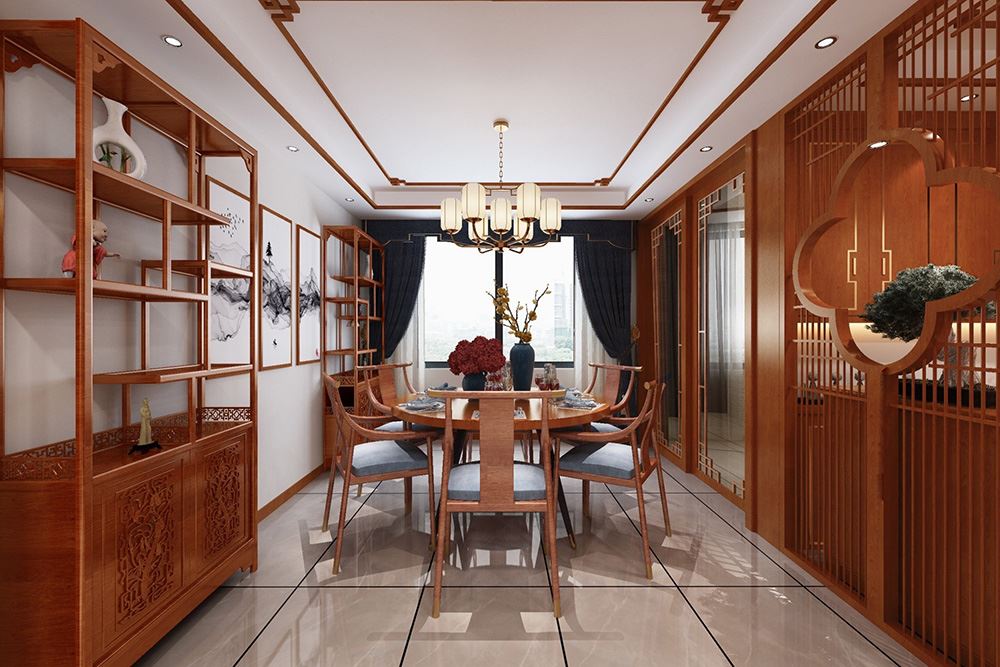衢州市斗潭西區(qū)新中式風格復式裝修案例