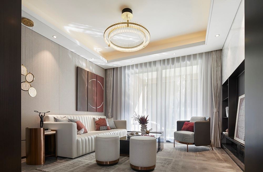 江門市開平中山城輕奢風(fēng)格三居室裝修案例