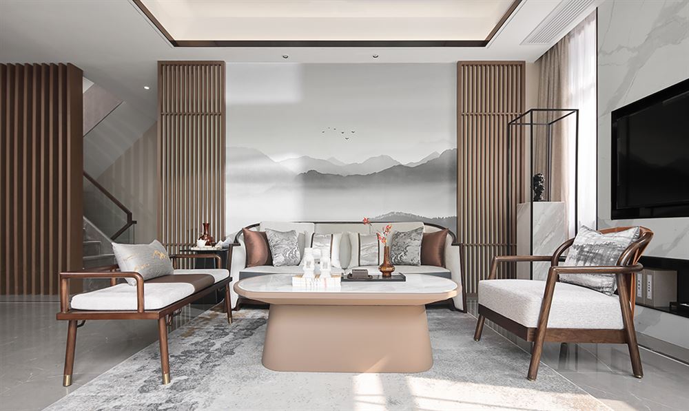 深圳市華潤筍崗中心萬象華府新中式風(fēng)格三居室裝修案例