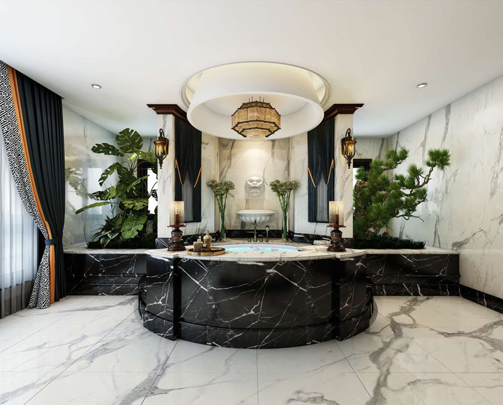 裝修公司現(xiàn)代輕奢風(fēng)格別墅裝修效果圖-主衛(wèi)