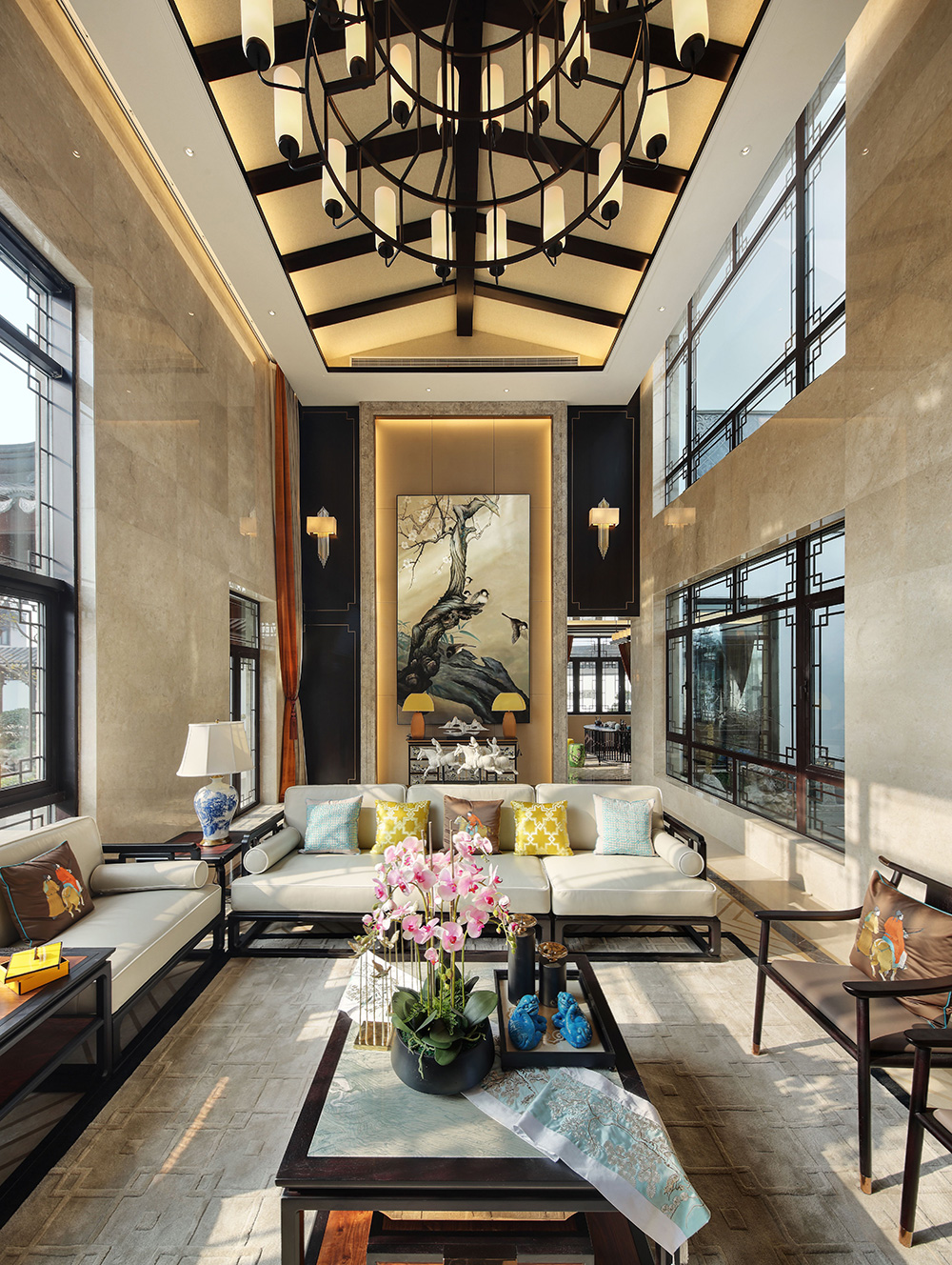 新中式風(fēng)格別墅裝修設(shè)計效果圖-碧桂園海景苑別墅568平米-別墅裝修設(shè)計客廳 新中式風(fēng)格別墅裝修設(shè)計效果圖-碧桂園海景苑別墅568平米-別墅裝修設(shè)計客廳