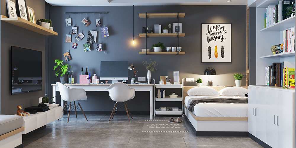 現(xiàn)代風格公寓裝修設(shè)計效果圖-客廳辦公區(qū)域 現(xiàn)代風格公寓裝修設(shè)計效果圖-客廳辦公區(qū)域