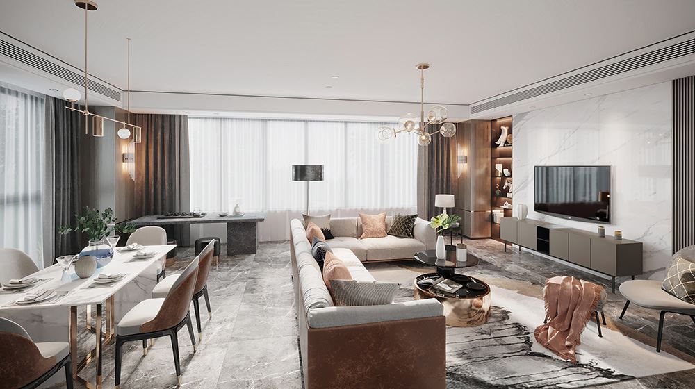 佛山市弘陽德商昕悅府現(xiàn)代簡(jiǎn)約風(fēng)格三居室裝修案例