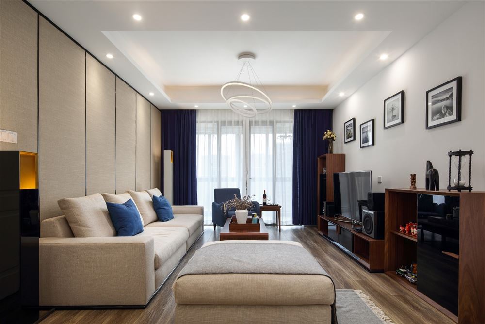 廣州市珠江帝景苑新中式風格三居室裝修案例