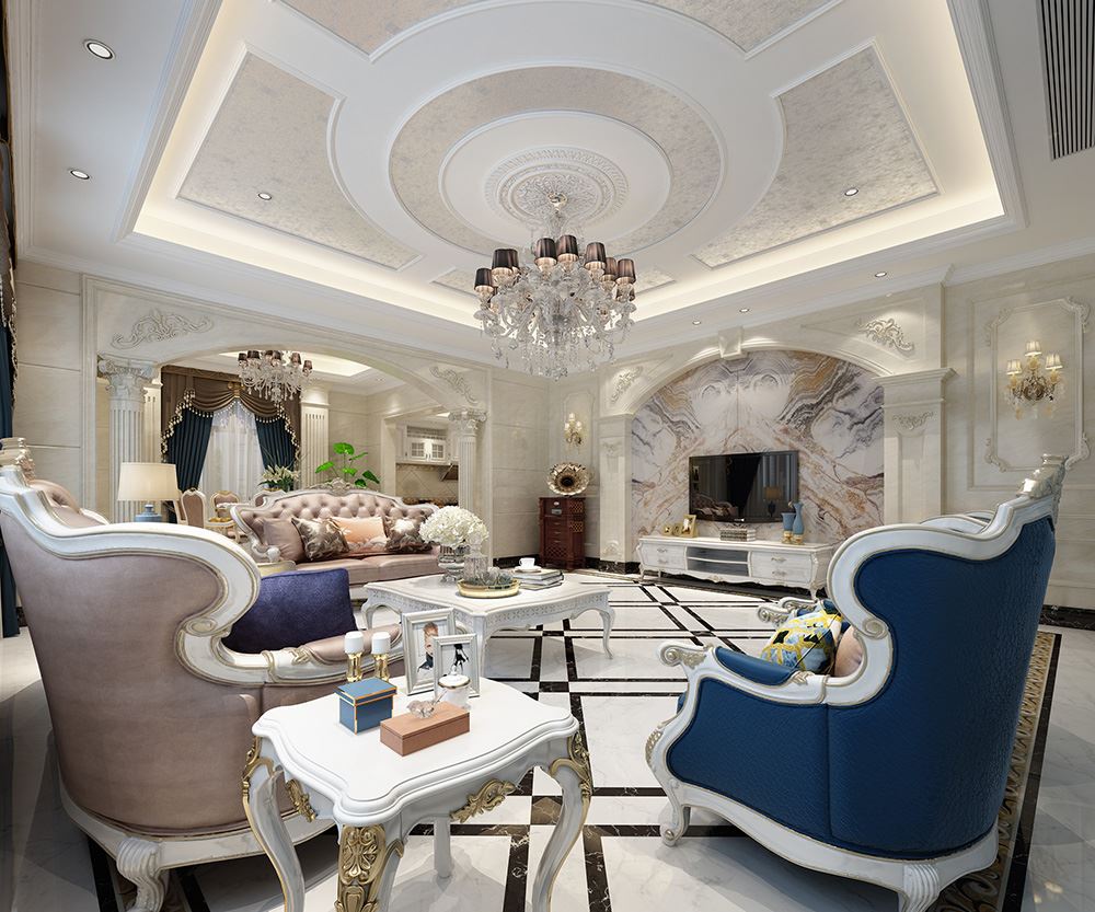 青島市萬科生態(tài)城歐式風格三居室裝修案例