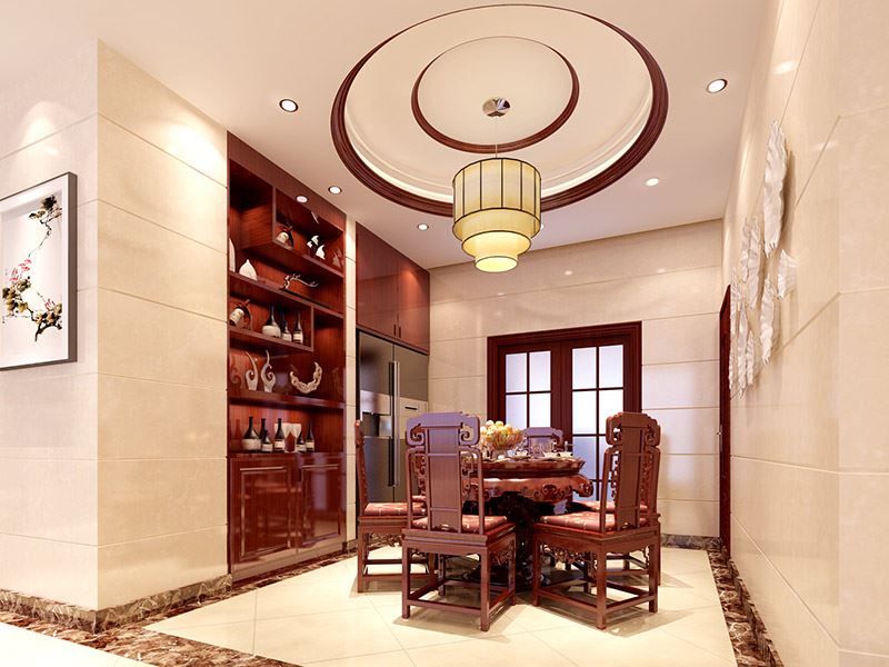 河源市萬隆麗景新中式風(fēng)格三居室裝修案例