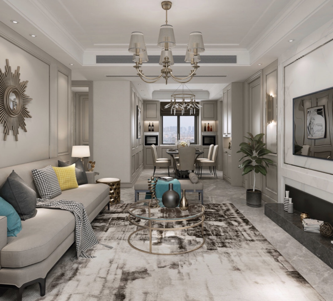 輕奢風(fēng)格室內(nèi)裝修效果圖-萬象江山二期三居166平米-客廳 輕奢風(fēng)格室內(nèi)裝修效果圖-萬象江山二期三居166平米-客廳