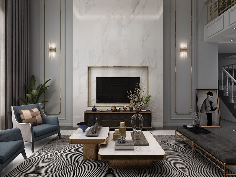 連云港市明珠書香苑輕奢風格復(fù)式裝修案例