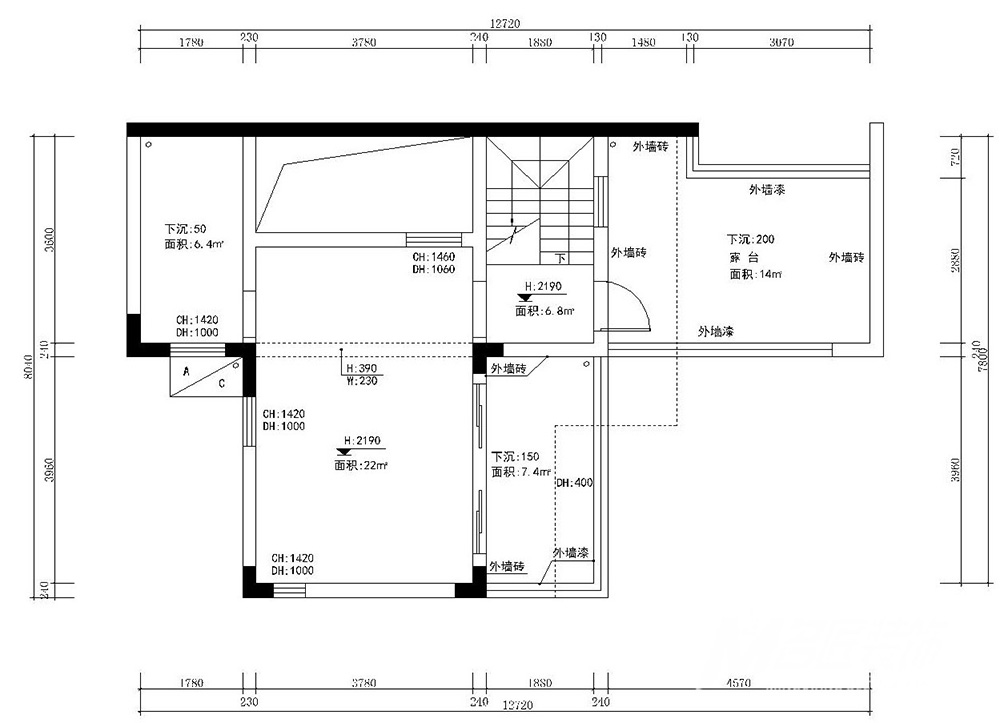 別墅裝修設(shè)計(jì)美式輕奢風(fēng)格-頂層平面圖 別墅裝修設(shè)計(jì)美式輕奢風(fēng)格-頂層平面圖