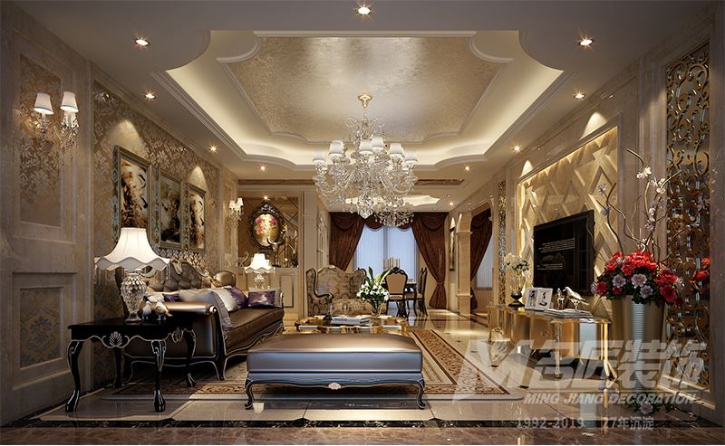 佛山市鵬瑞皓玥灣歐式風(fēng)格三居室裝修案例