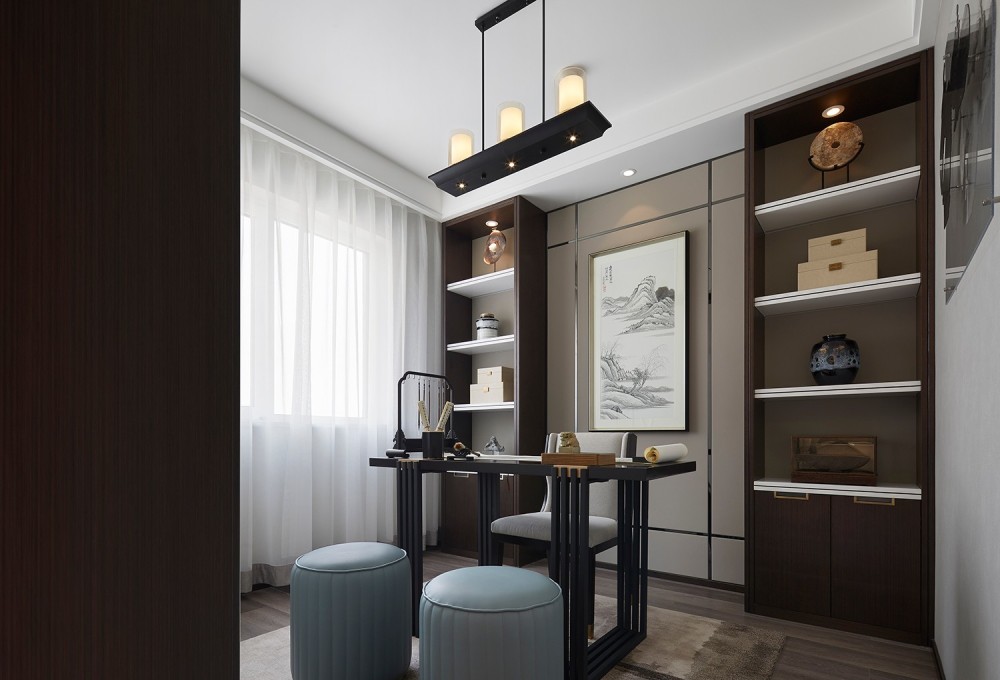 新中式風格室內家裝案例效果圖-書房 新中式風格室內家裝案例效果圖-書房