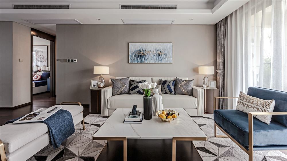 昭通市幼兒園家屬區(qū)輕奢風格三居室裝修案例