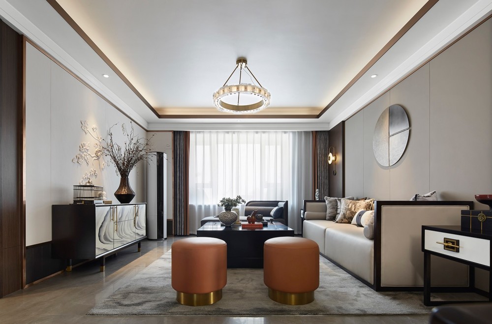 新中式風格室內家裝案例效果圖-客廳 新中式風格室內家裝案例效果圖-客廳