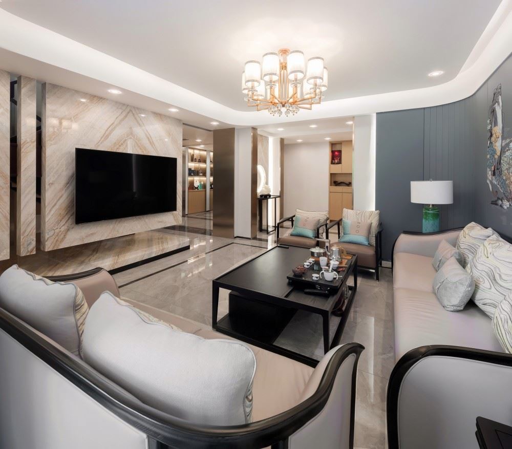 楚雄彝族自治州壩塘邊小區(qū)新中式風格別墅裝修案例