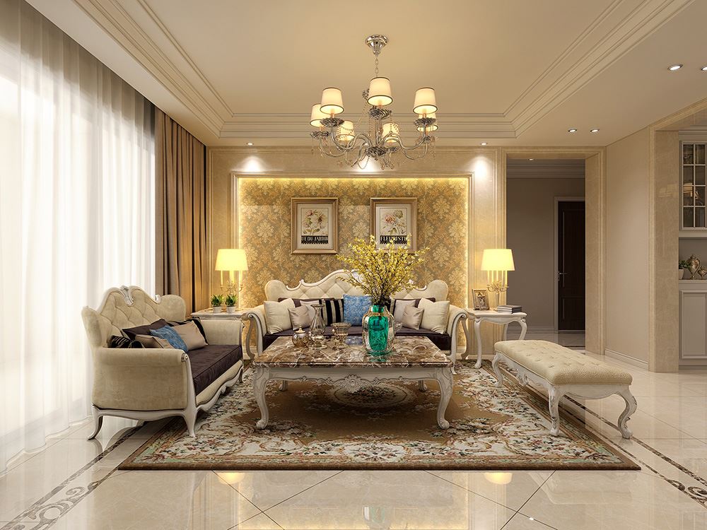 連云港市蘇海聽(tīng)濤苑歐式風(fēng)格三居室裝修案例