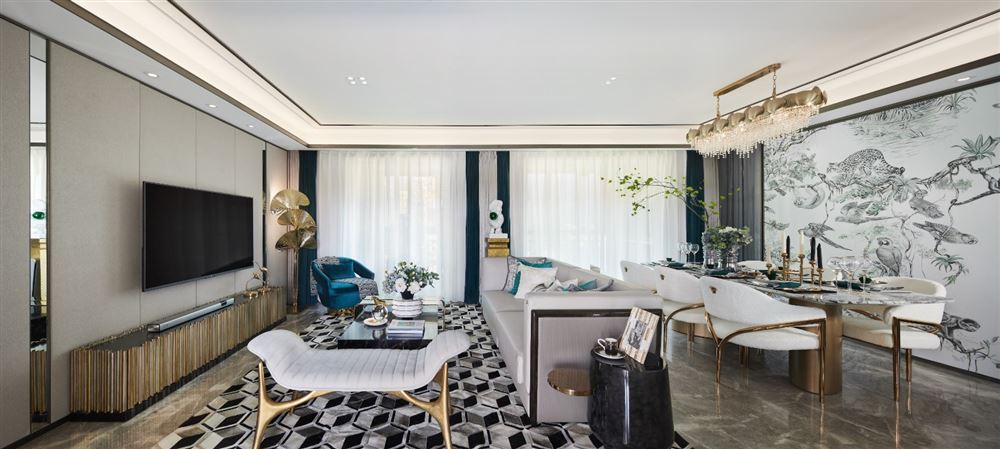 自貢市董家沖92號院新中式風格四居室裝修案例