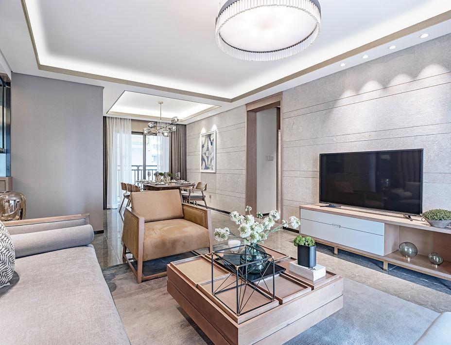 江門市新會保利西海岸輕奢風格三居室裝修案例