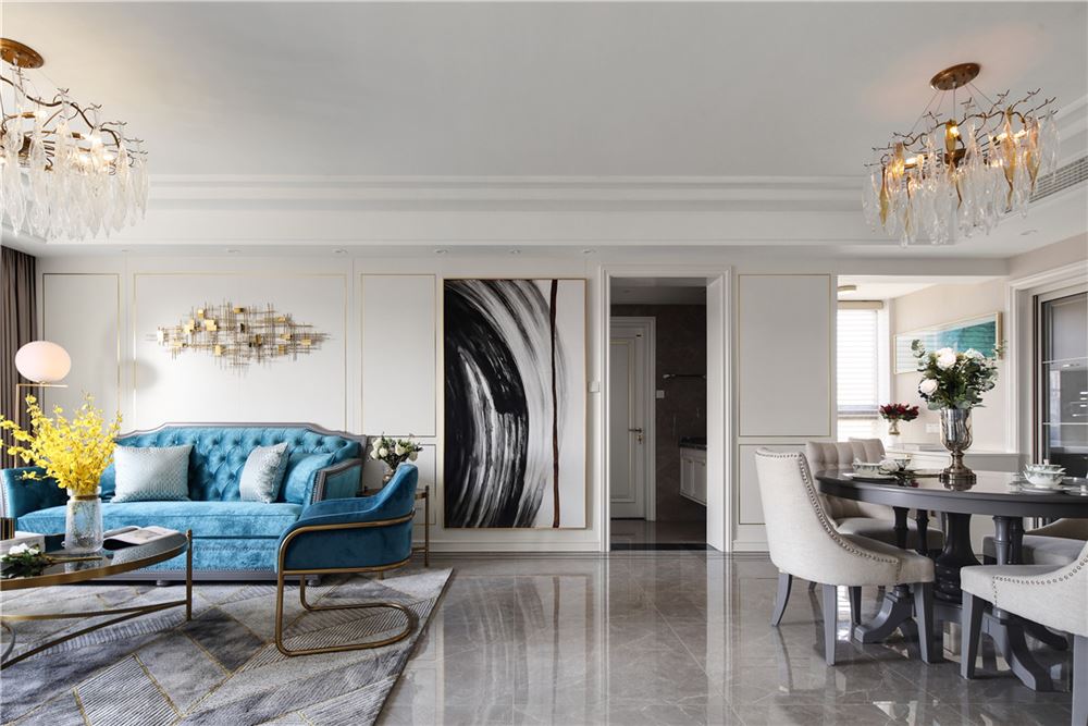 昭通市湖濱小區(qū)輕奢風格四居室裝修案例