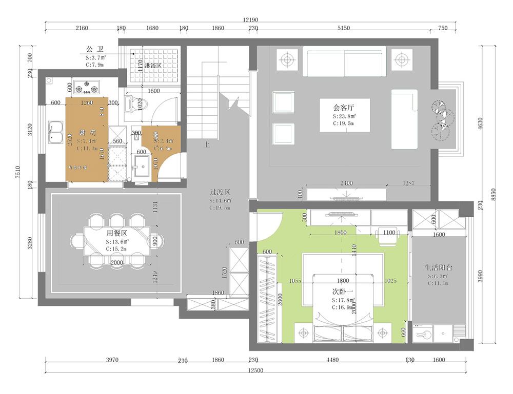 裝修案例新中式風(fēng)格別墅裝修效果圖-首層布局圖 裝修案例新中式風(fēng)格別墅裝修效果圖-首層布局圖