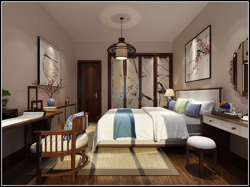 佛山市廣佛新世界花園洋房新中式風(fēng)格二居室裝修案例