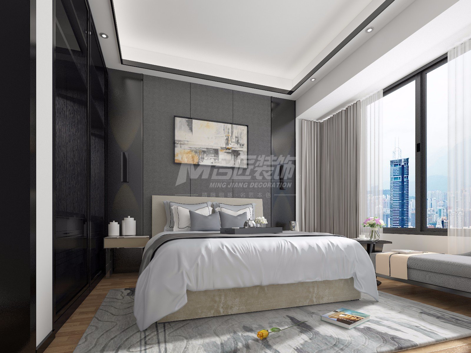 茂名市濱海灣一號現(xiàn)代簡約風格四居室裝修案例