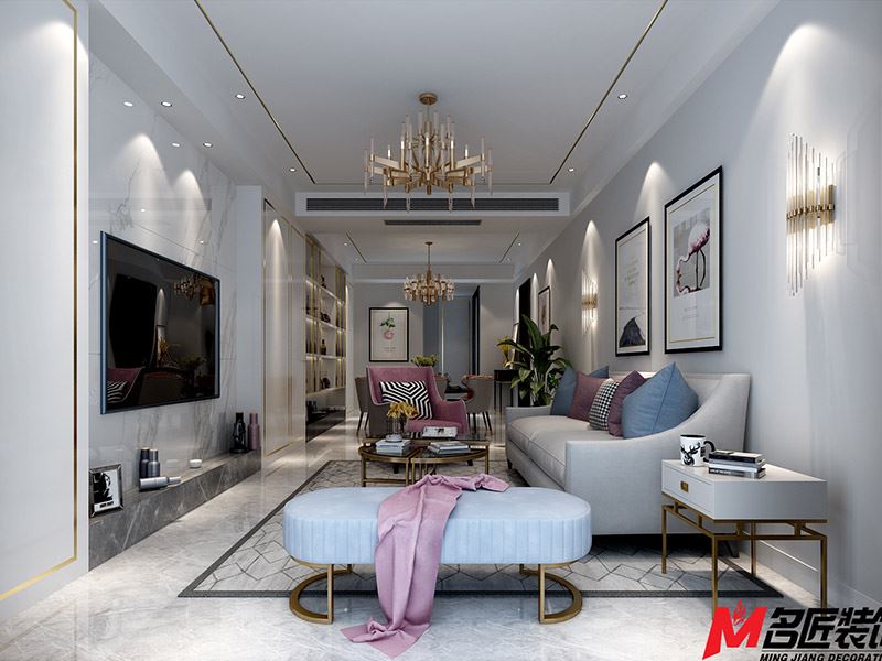 臺州市天嶺·春江花苑輕奢風(fēng)格三居室裝修案例