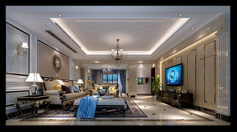 歐式風格室內裝修設計效果圖-東湖洲花園四居160平米-室內裝修設計客廳 歐式風格室內裝修設計效果圖-東湖洲花園四居160平米-室內裝修設計客廳